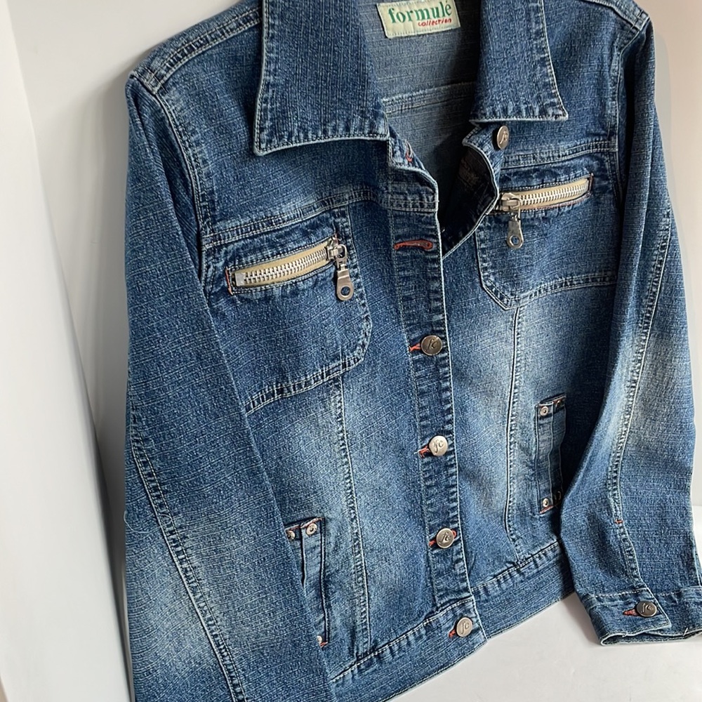 Formule’ Collection Button Front Zip Pocket Denim… - image 7